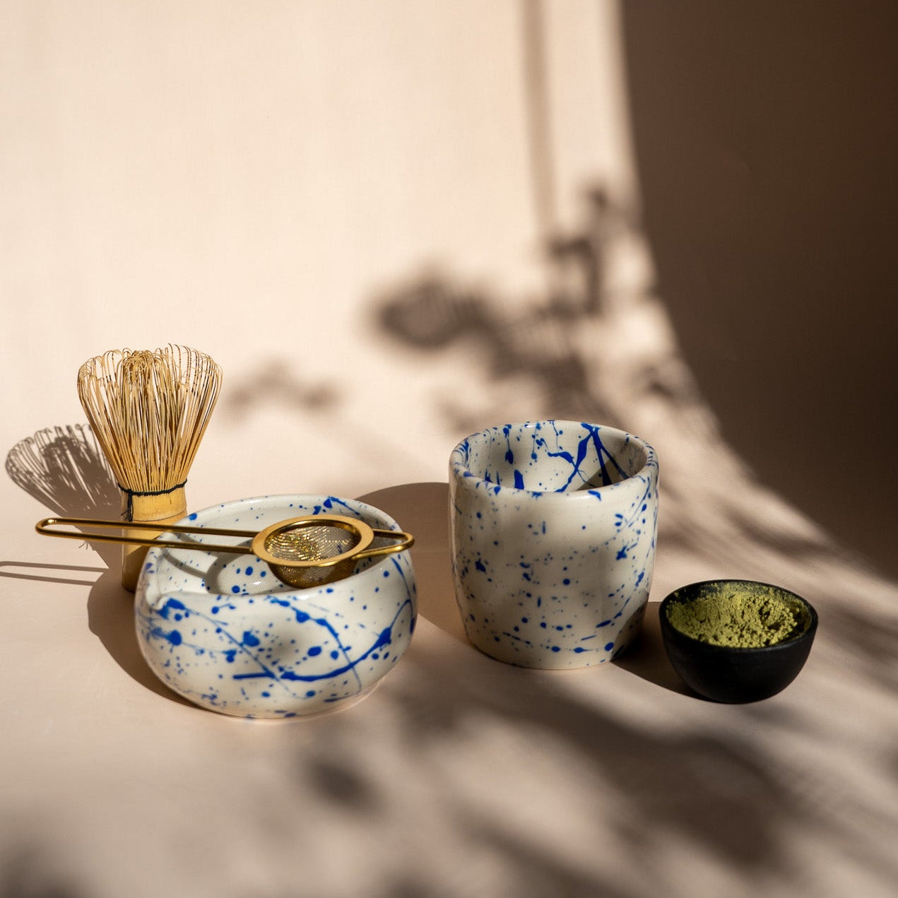 Jackson Handmade Ceramic Matcha Bowl | Speckled Blue