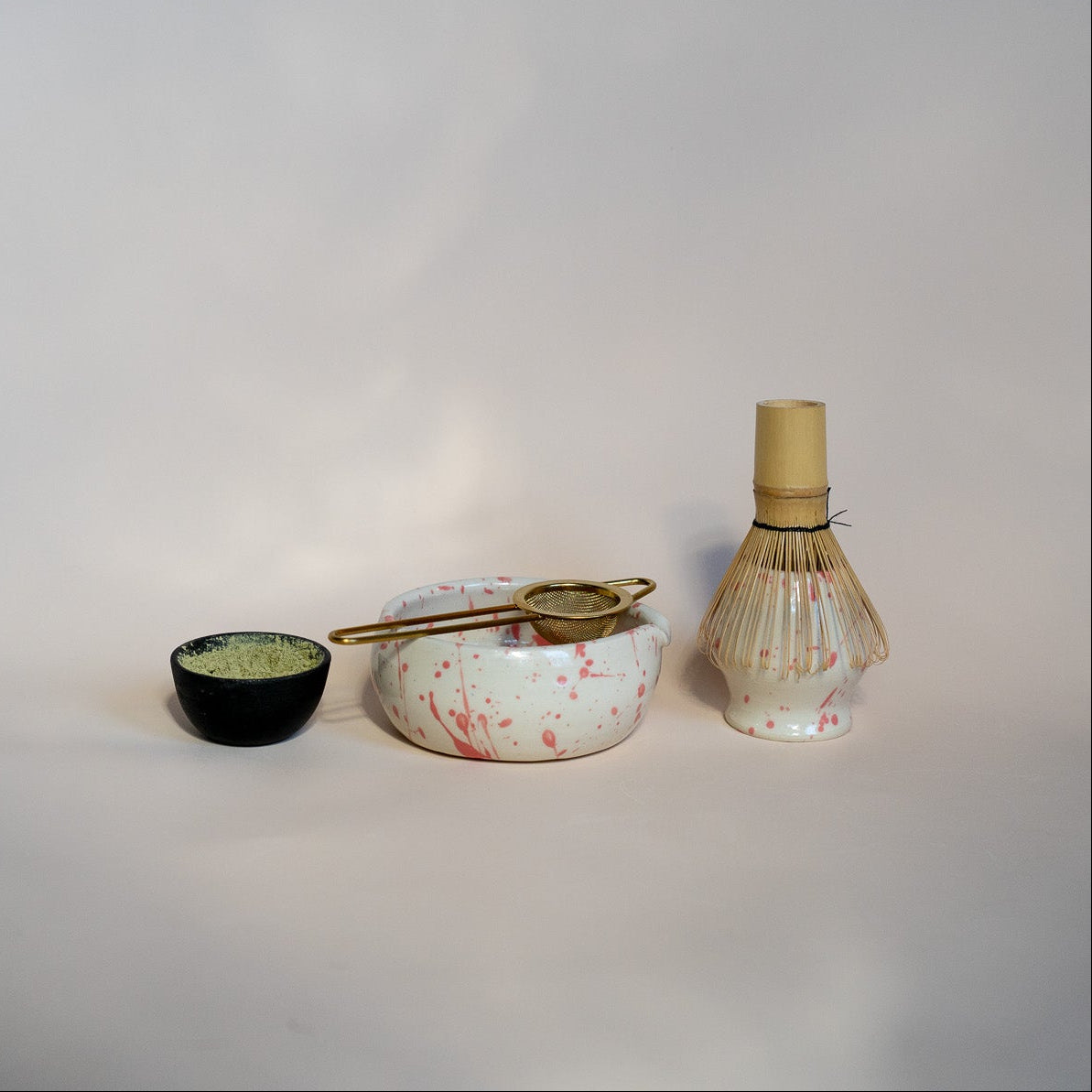Jackson Handmade Ceramic Matcha Holder | Speckled Pink