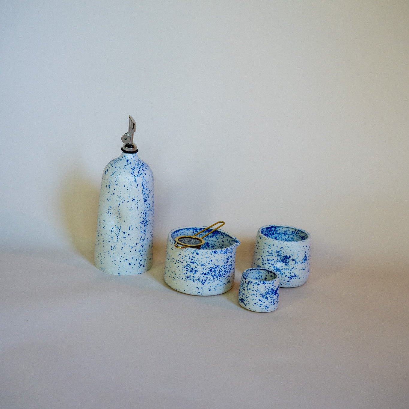 Dimple Oil Cruet - Speckled Blue