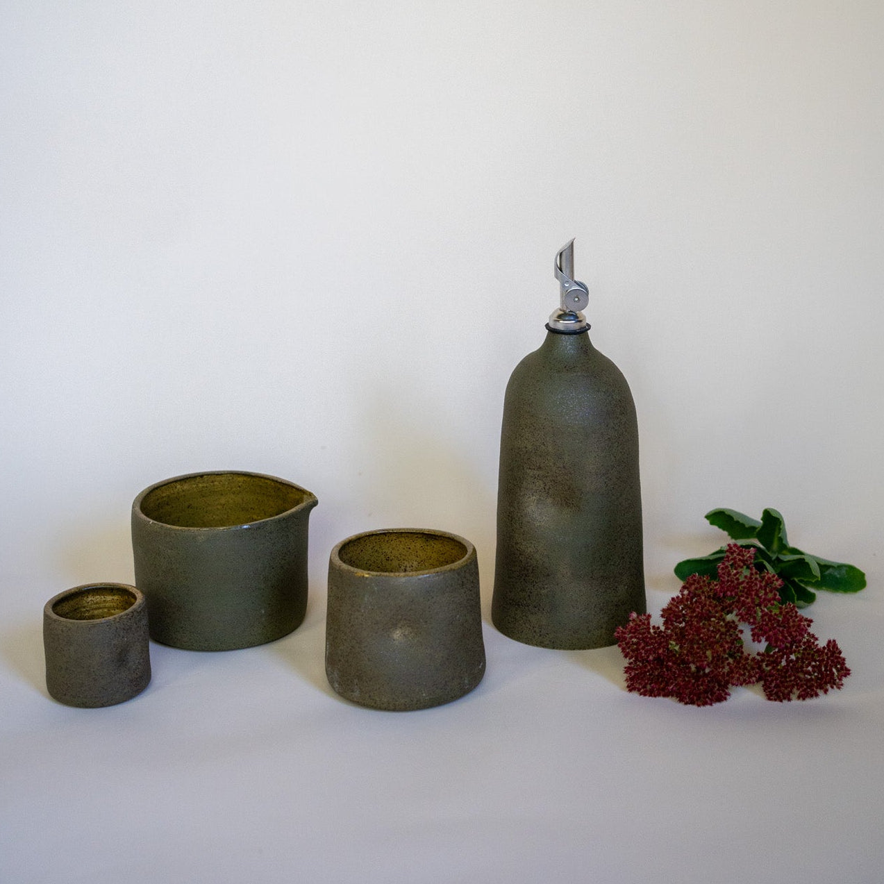 Dimple Oil Cruet - Olive