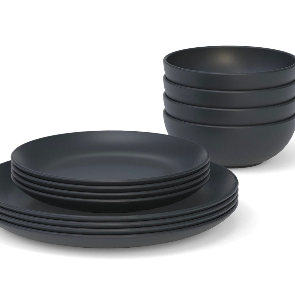 8 " Round Side Plate, Set of 4 - Black