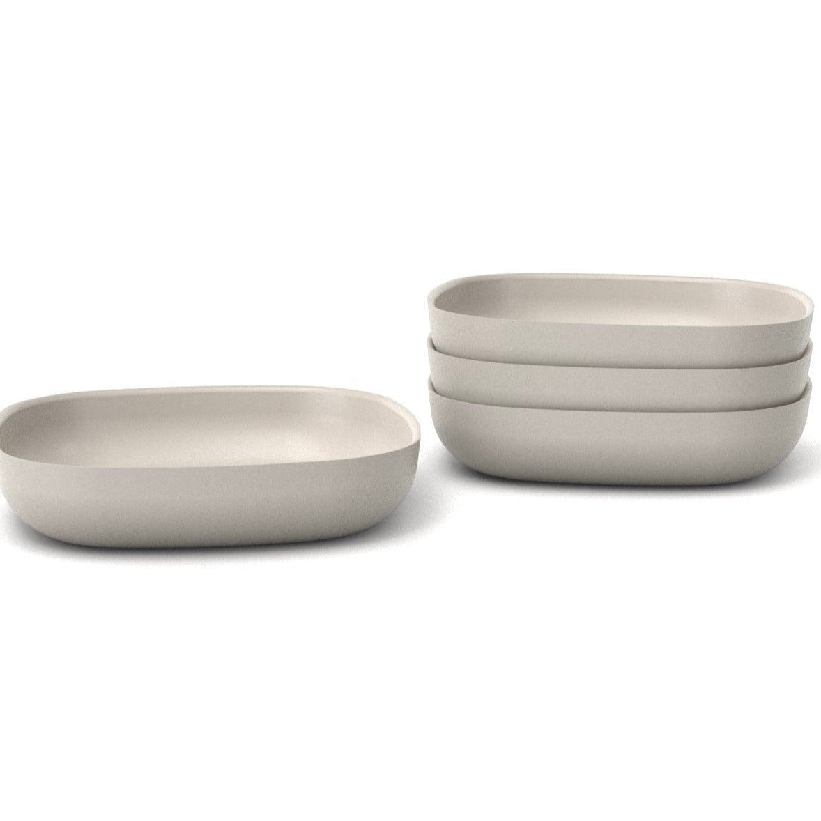 Bamboo Pasta Bowl, 4 Piece Set - Stone