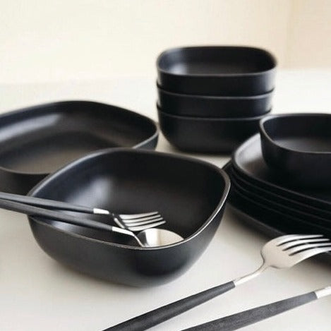 Bamboo Small Bowl, 4 Piece Set - Black