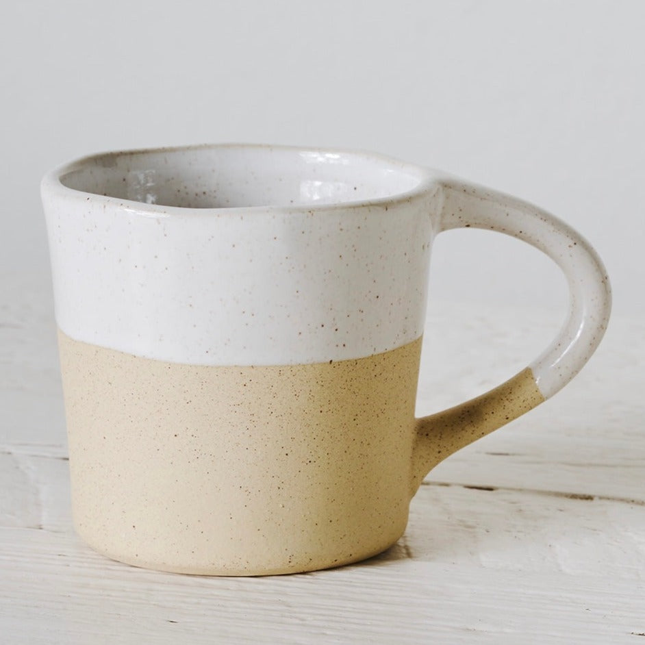 Standard mug: white speckle clay + clear glaze