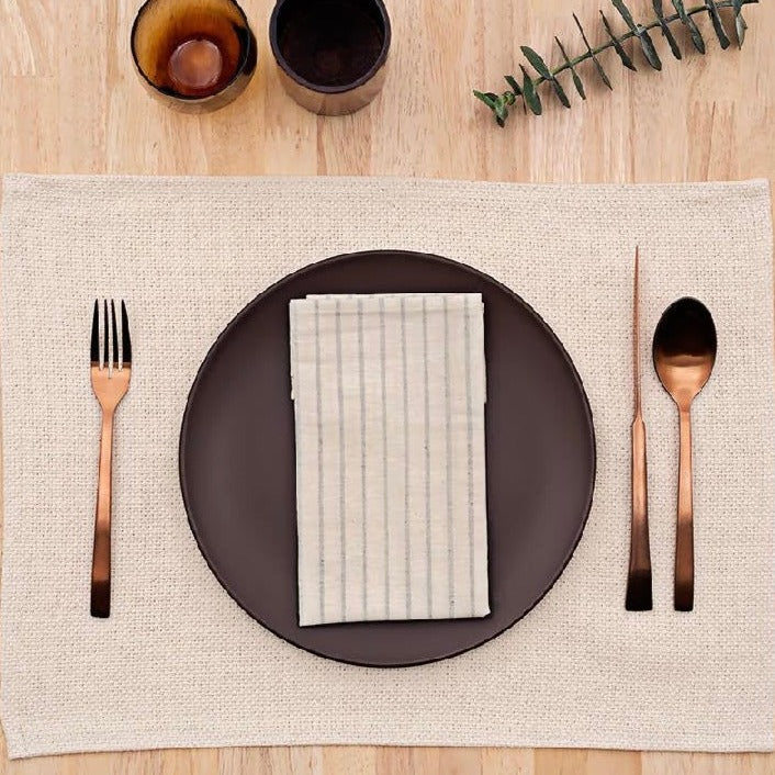 Natural Striped Cotton Napkin - Set Of 4