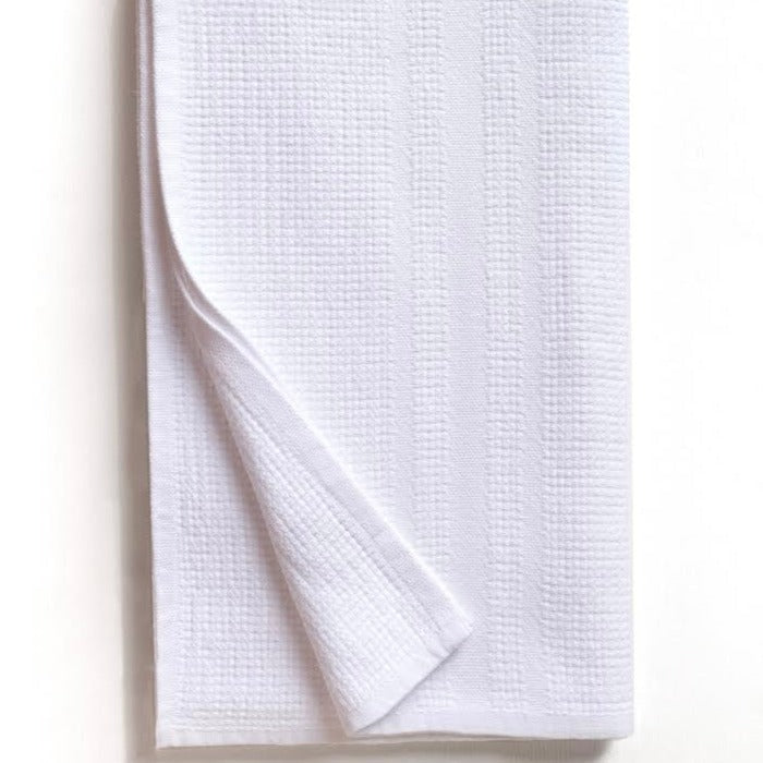 Organic Block Rib Bath Towel - White