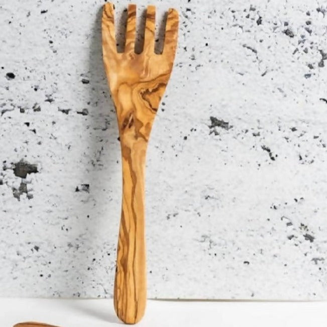 Olive Wood Serving Spatula Forks - Pair