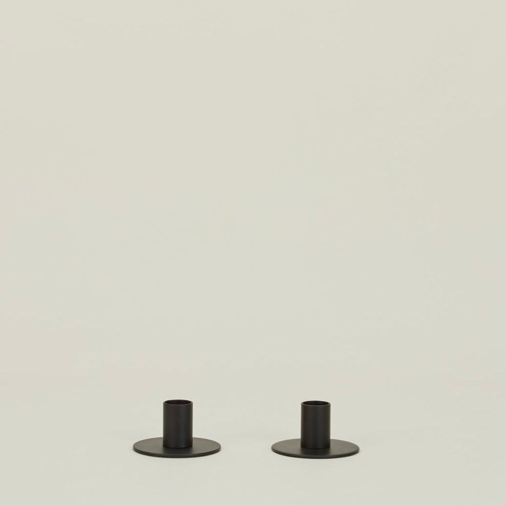 Essential Metal Candle Holders, Set Of 2 - Black