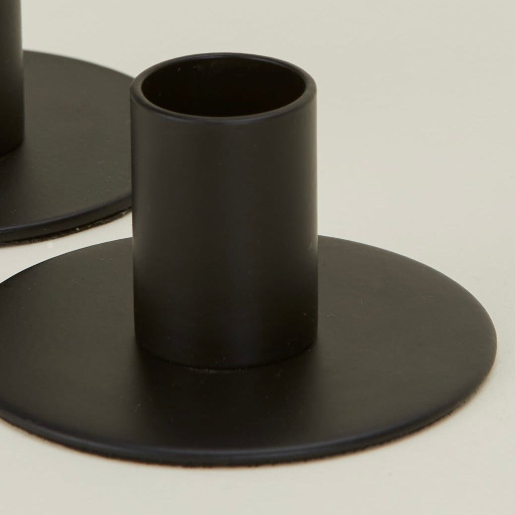 Essential Metal Candle Holders, Set Of 2 - Black