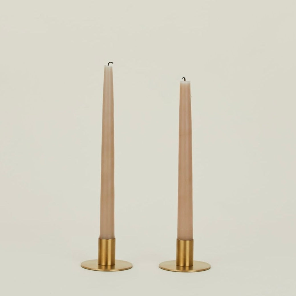 Essential Metal Candle Holders, Set Of 2 - Brass