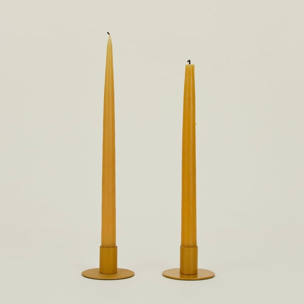 Essential Metal Candle Holders, Set Of 2 - Mustard