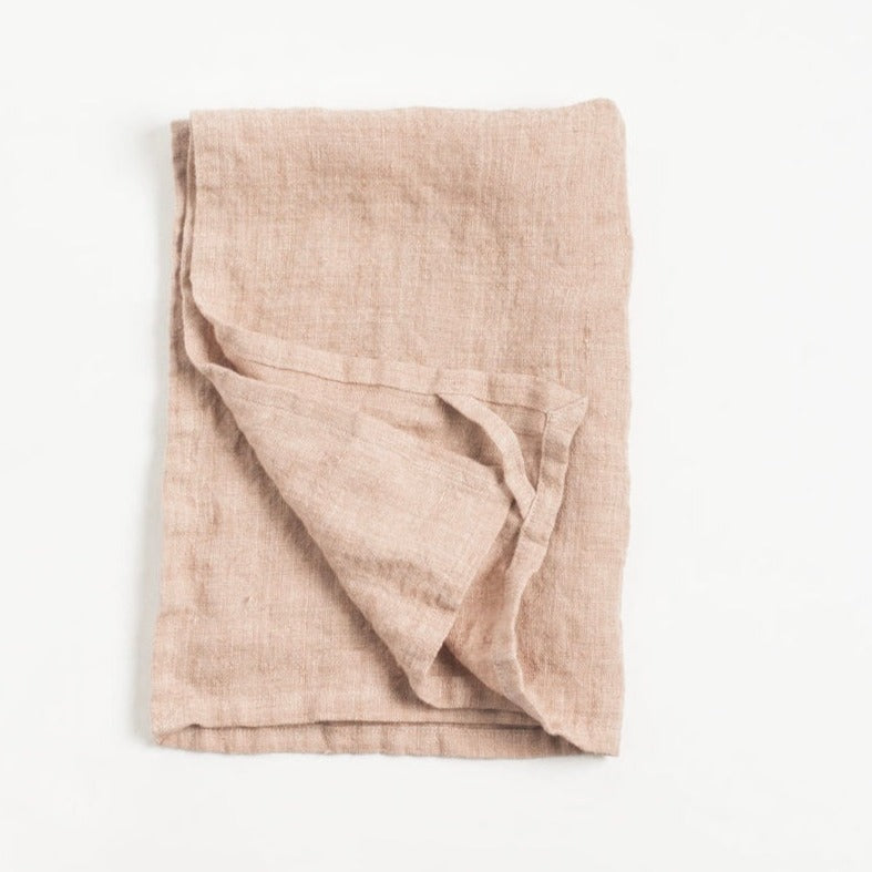 Stone Washed Linen Tea Towel - Blush