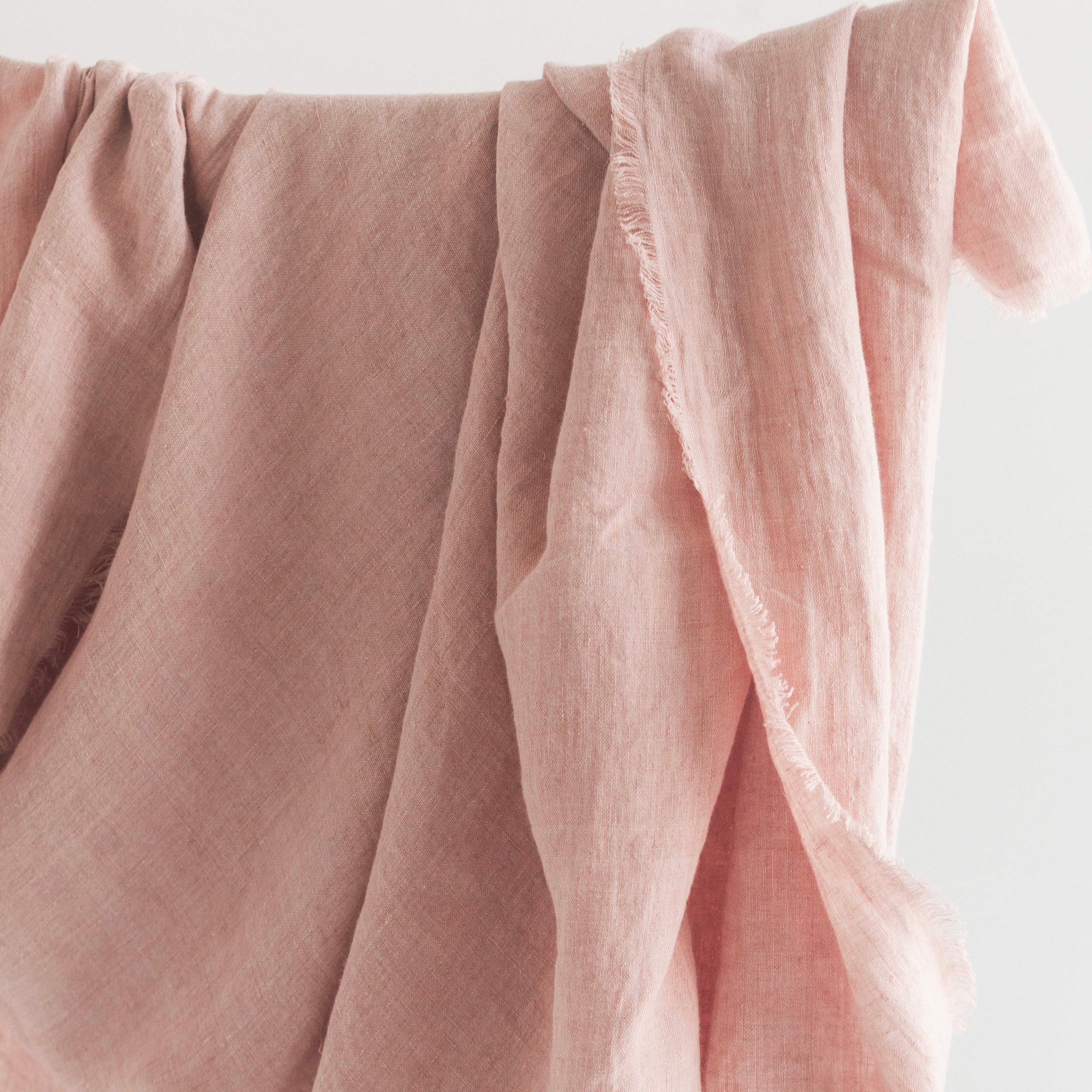 Stone Washed Linen Throw - Blush