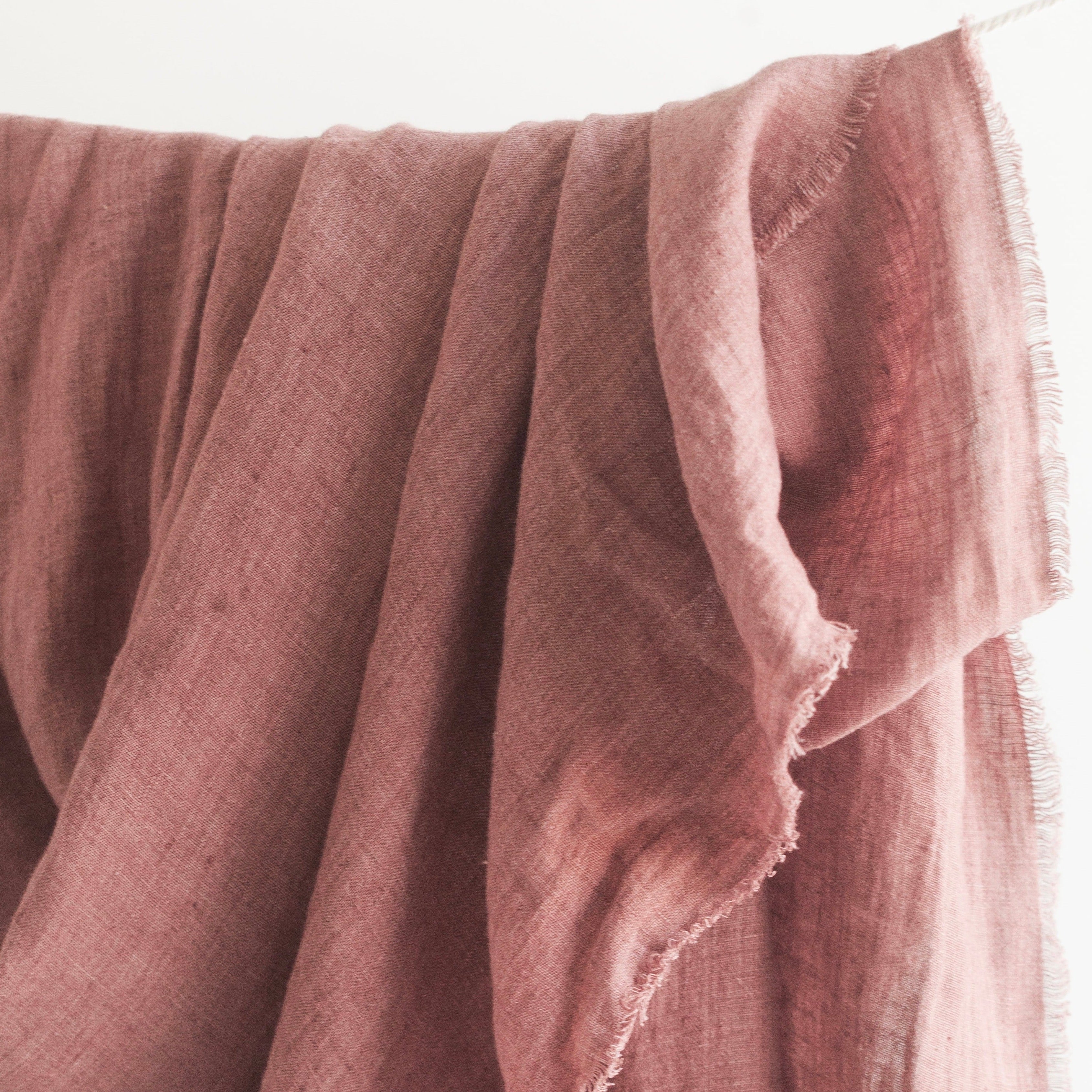 Stone Washed Linen Throw - Ash Rose