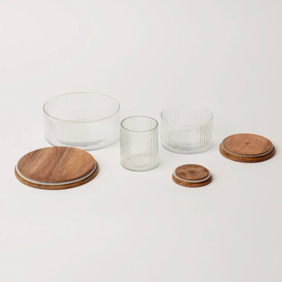 Fluted Glass Storage Jars - set of 3