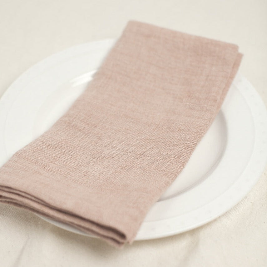 Stone Washed Linen Napkins, Blush - set of 4