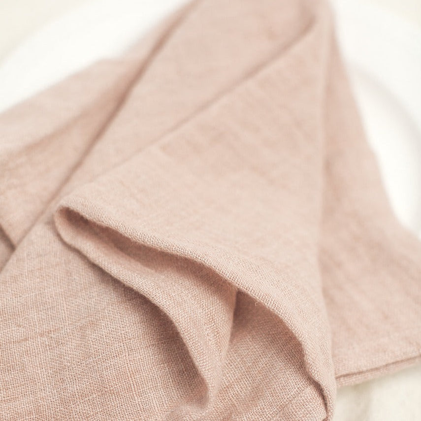 Stone Washed Linen Napkins, Blush - set of 4