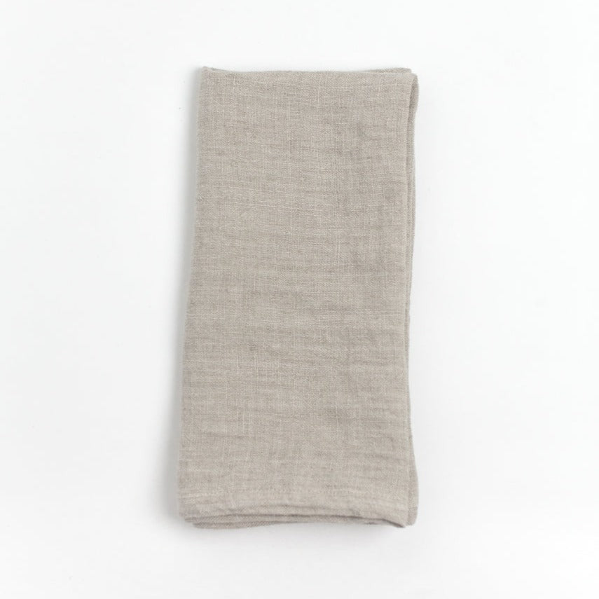 Stone Washed Linen Napkins, Flax - set of 4