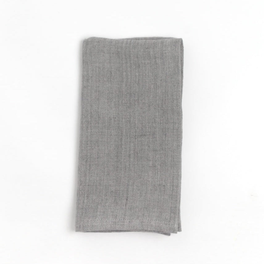 Stone Washed Linen Napkins, Oyster - set of 4