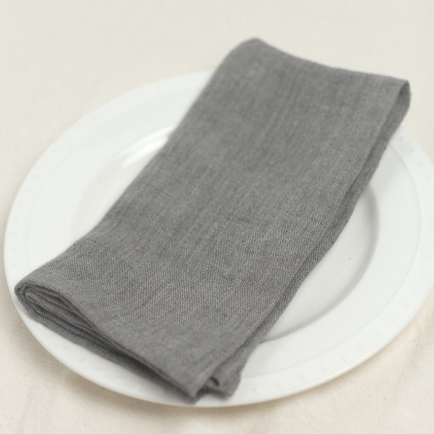 Stone Washed Linen Napkins, Oyster - set of 4