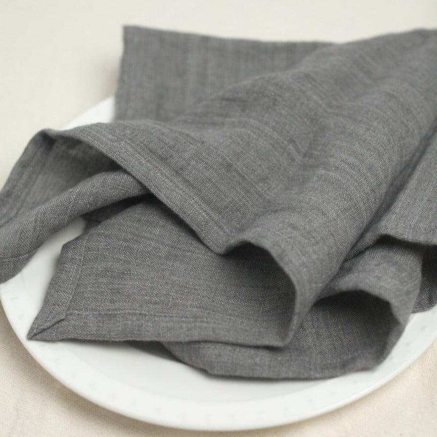 Stone Washed Linen Napkins, Oyster - set of 4