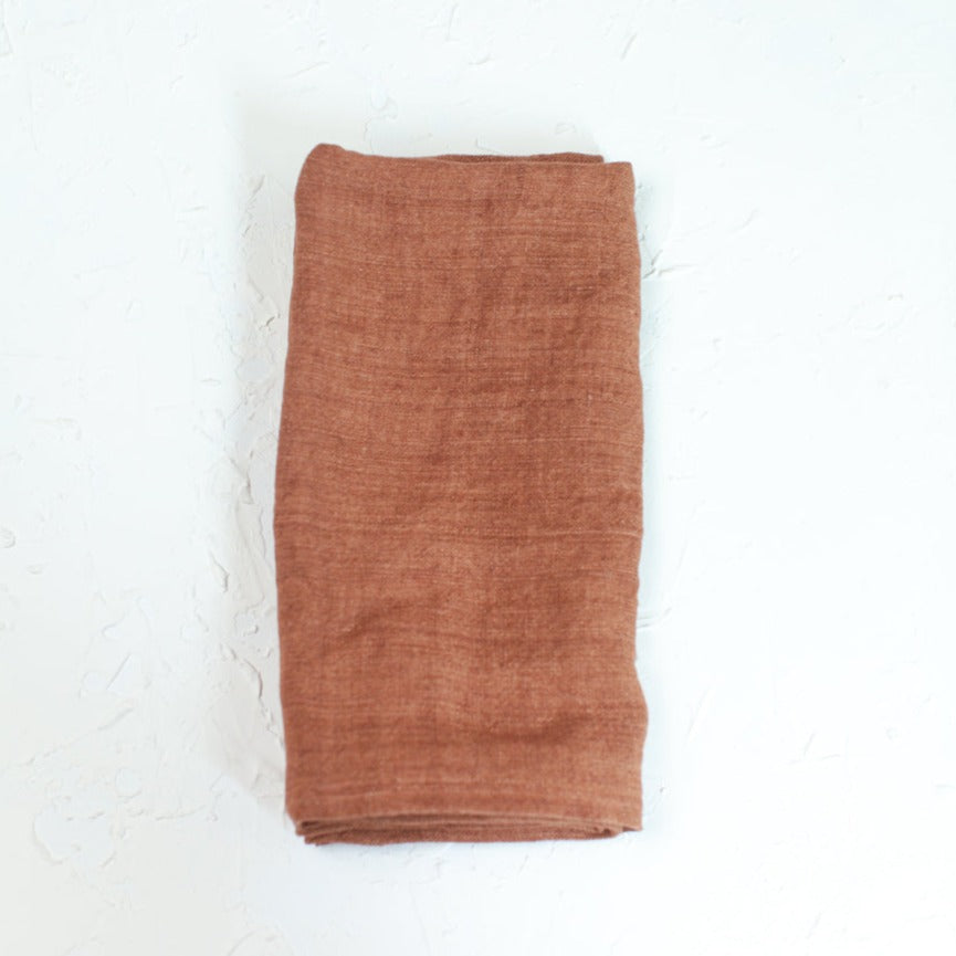 Stone Washed Linen Napkins, Terracotta - set of 4