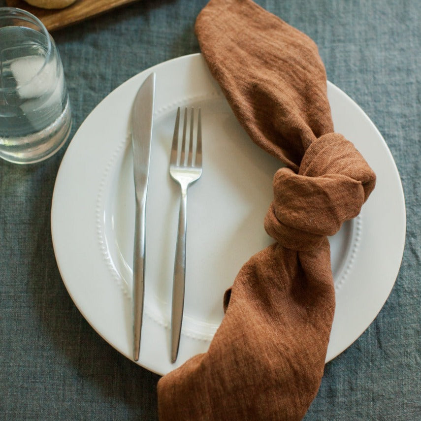 Stone Washed Linen Napkins, Terracotta - set of 4