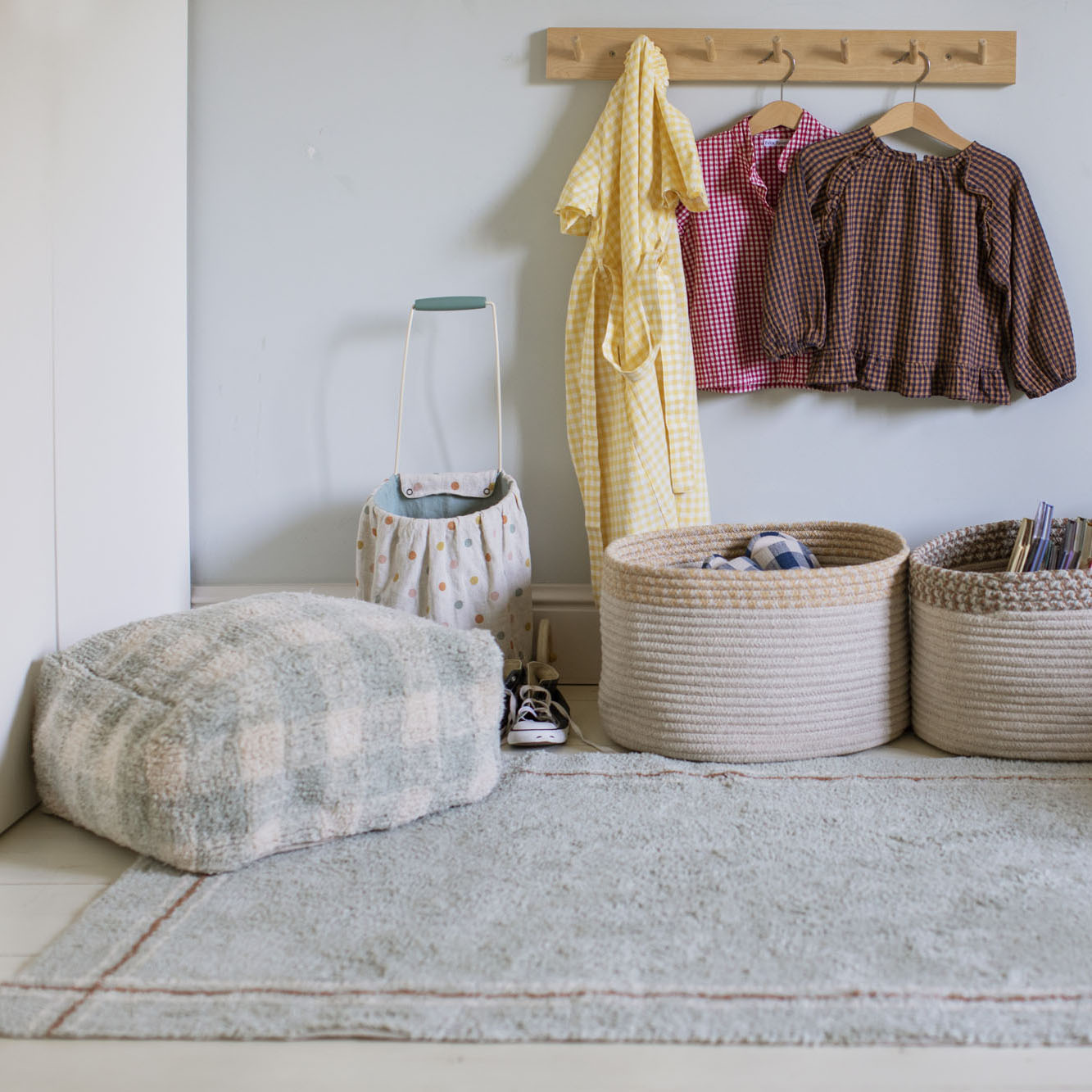 Vichy Blue Sage Pouf