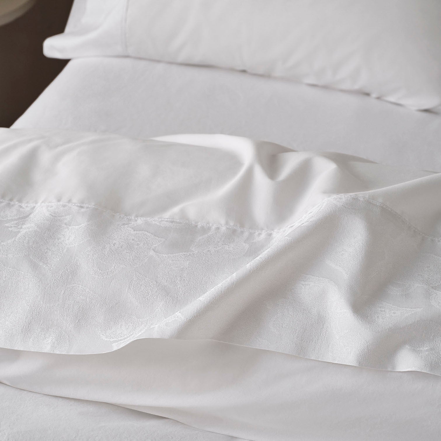 Heritage Organic Percale Jacquard Border Pillowcases