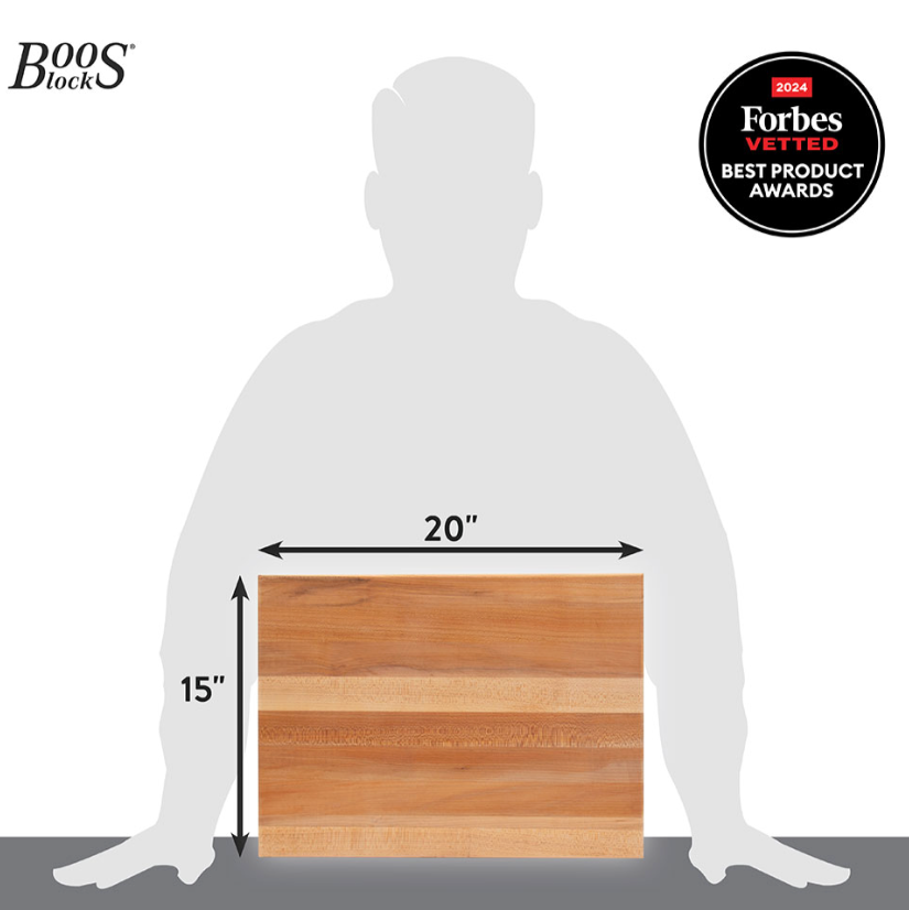 Boos Block R-Board Series Reversible Wood Cutting Board, 1.5-Inch Thickness, 20”X15”X1-1/2”, Maple