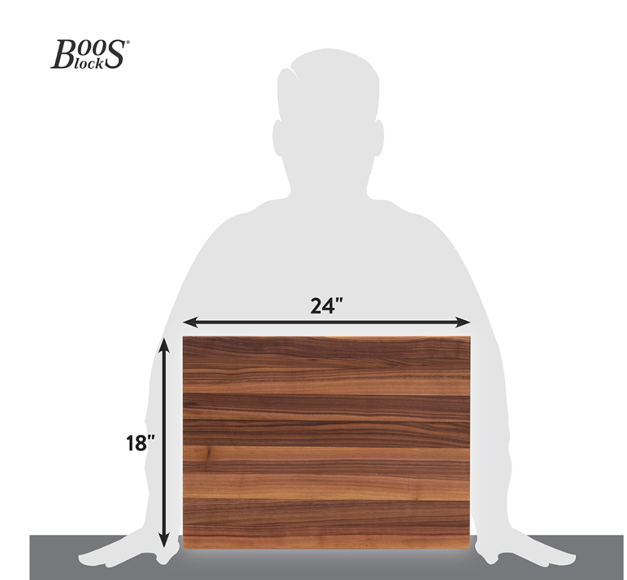 Boos Block R-Board Series Reversible Wood Cutting Board, 1.5-Inch Thickness, 24"x18"x1-1/2”, Walnut