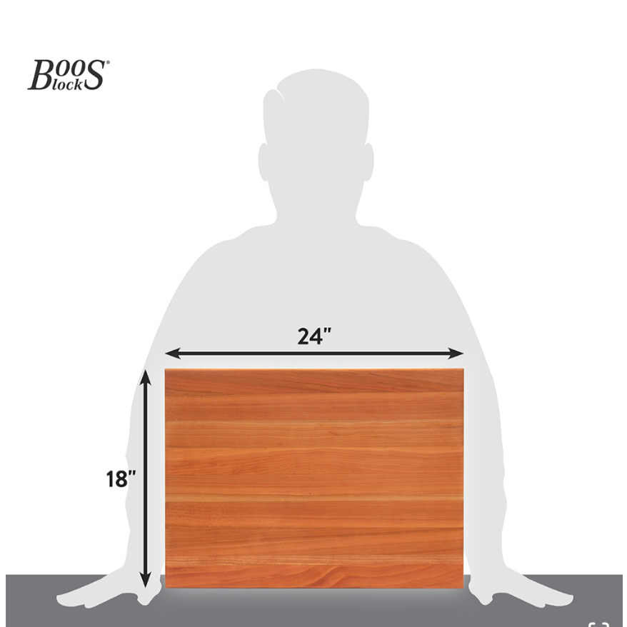 Boos Block R-Board Series Reversible Wood Cutting Board, 1.5-Inch Thickness, 24"x18"x1-1/2”, Cherry