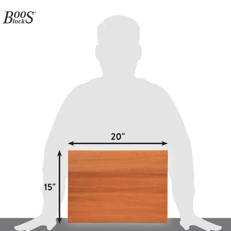 Boos Block R-Board Series Reversible Wood Cutting Board, 1.5-Inch Thickness, 20”X15”X1-1/2”, Cherry