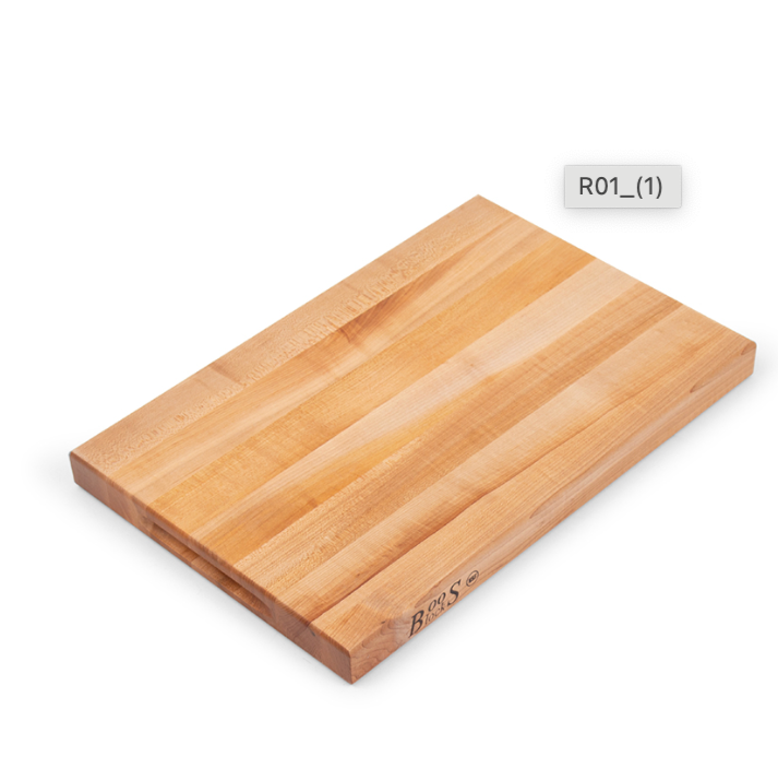 Boos Block R-Board Series Large Reversible Wood Cutting Board, 1.5-Inch Thickness, 18" x 12" x 1 1/2", Maple