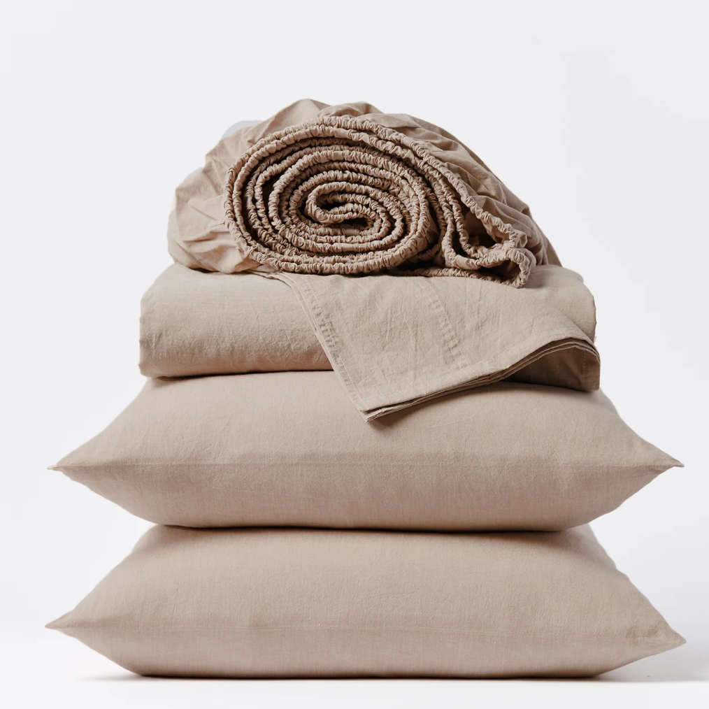 Coyuchi Organic Crinkled Percale Sheet Set