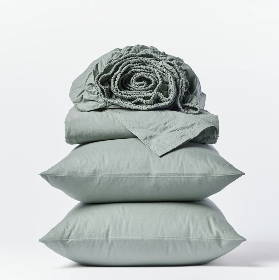 Coyuchi Organic Crinkled Percale Sheet Set