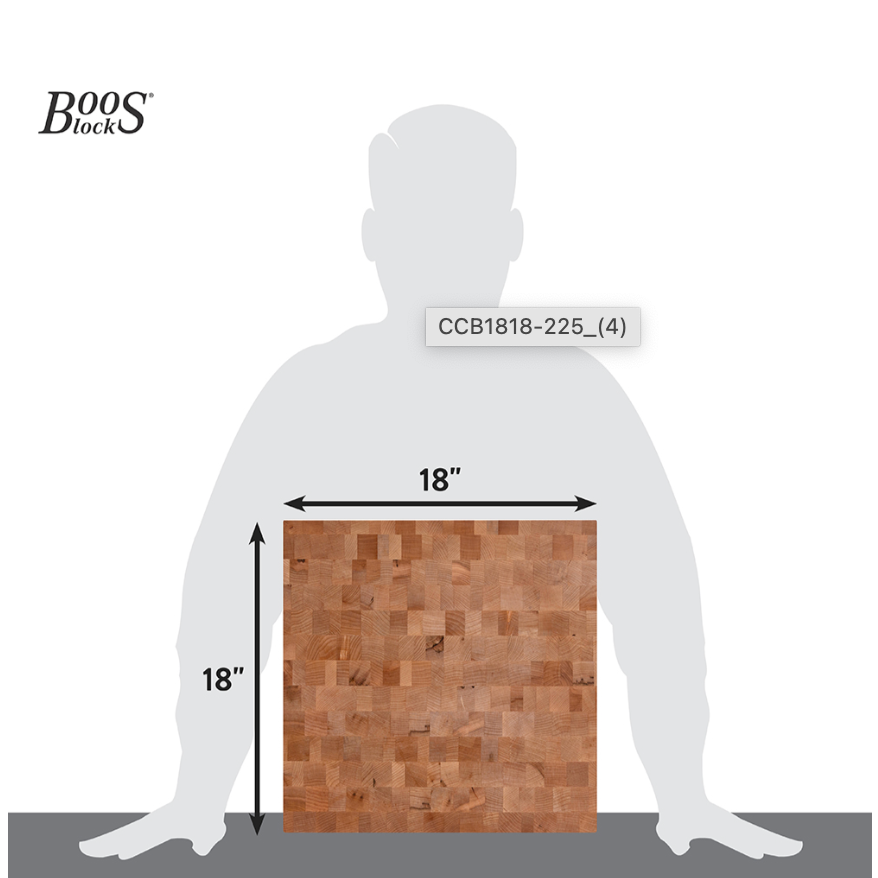 Boos Block CCB Series Reversible Wood Cutting Board, 2.25 -Inch Thickness, 18"x18"x2-1/4, Maple