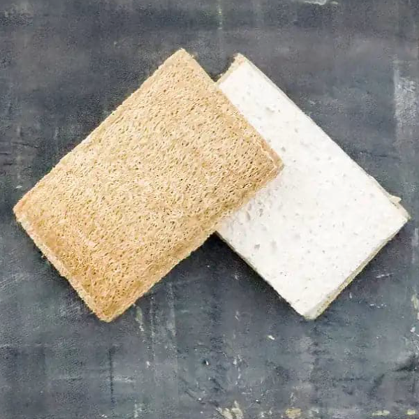 Wood Pulp & Loofah Sponges, Set of 2