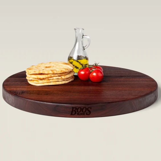 Boos Block RA-Board Series Reversible Round Cutting Board, 1-1/2" Thickness, Walnut