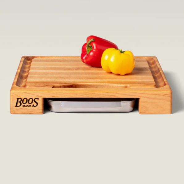 Boos Block Prep Master Series Newton Prep Master Cutting Board With Juice Groove & Stainless Pan, Maple
