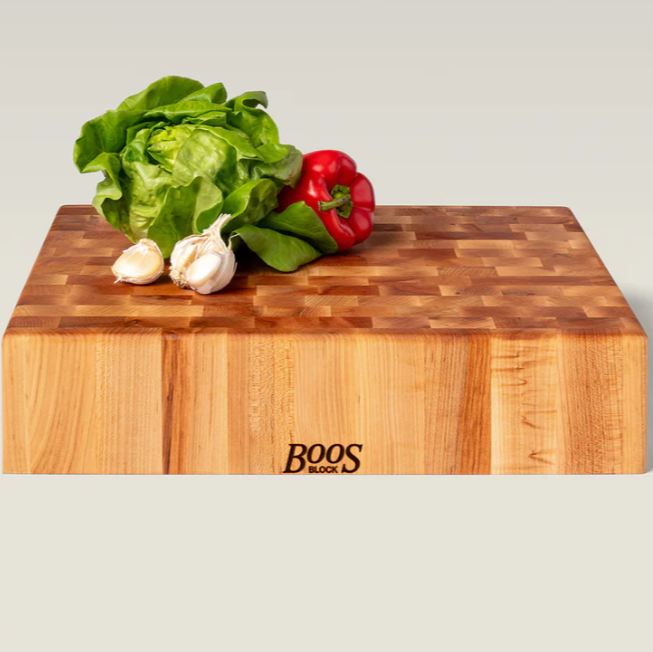Boos Block   Square Chopping Block, Non-Reversible, End Grain, 4" Thick (CCB Series), Maple