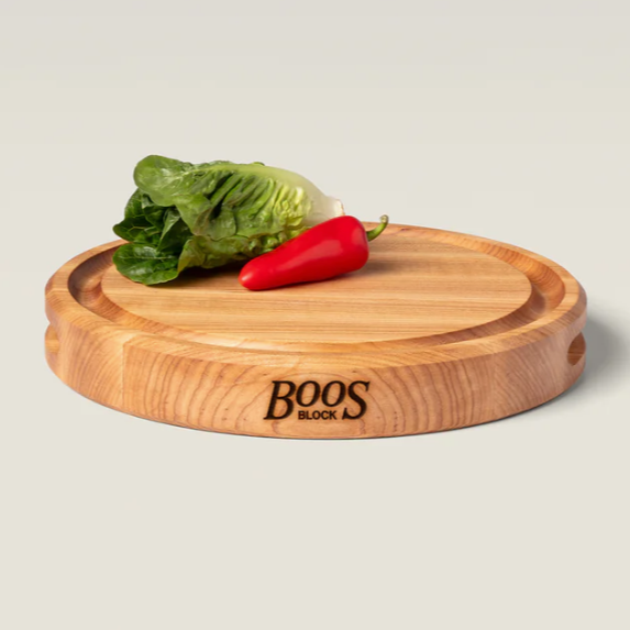 Boos Block CB Series Round Cutting Board With Juice Groove 1-3/4" Thickness, Maple