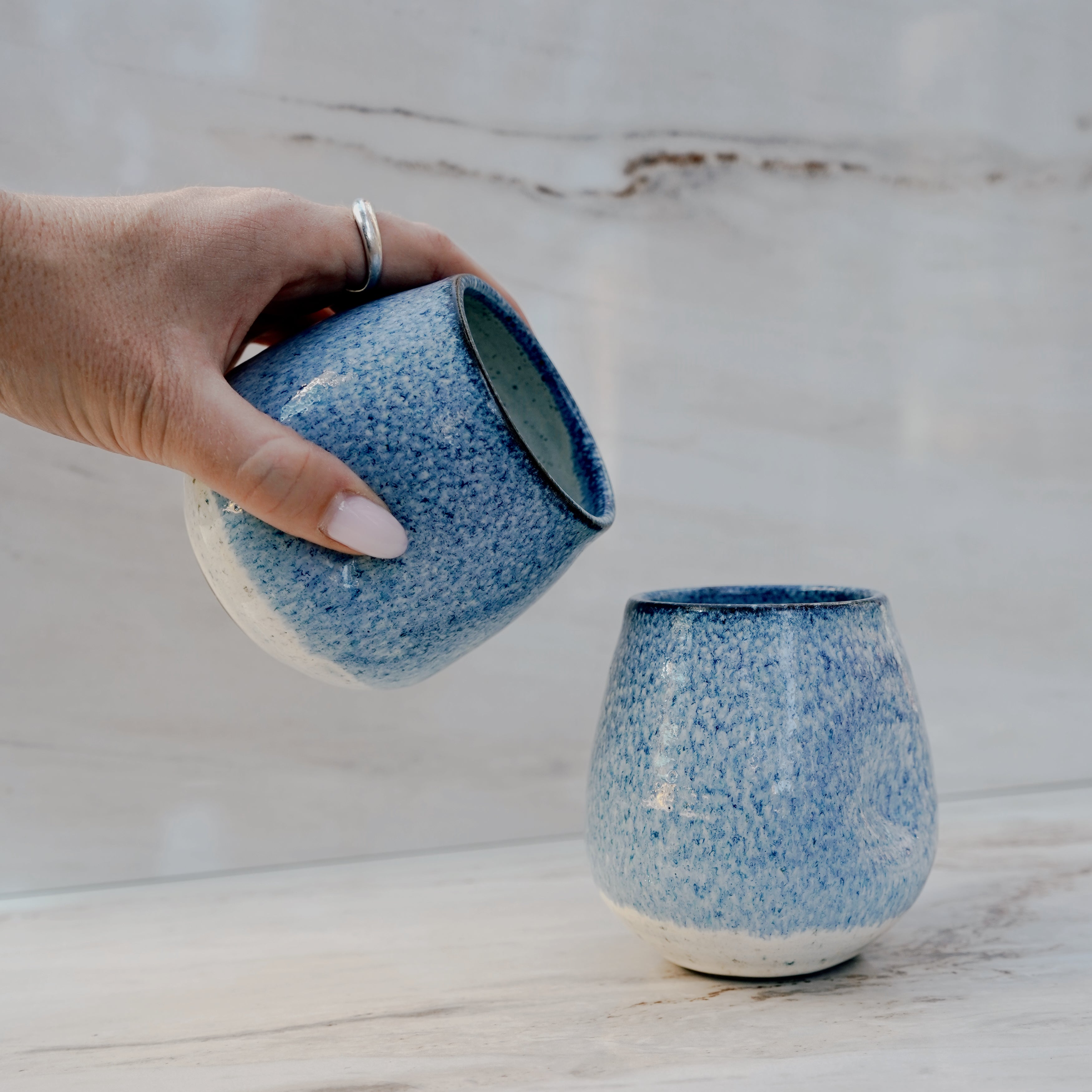 Ocean Breeze Handmade Ceramic Wine Cup