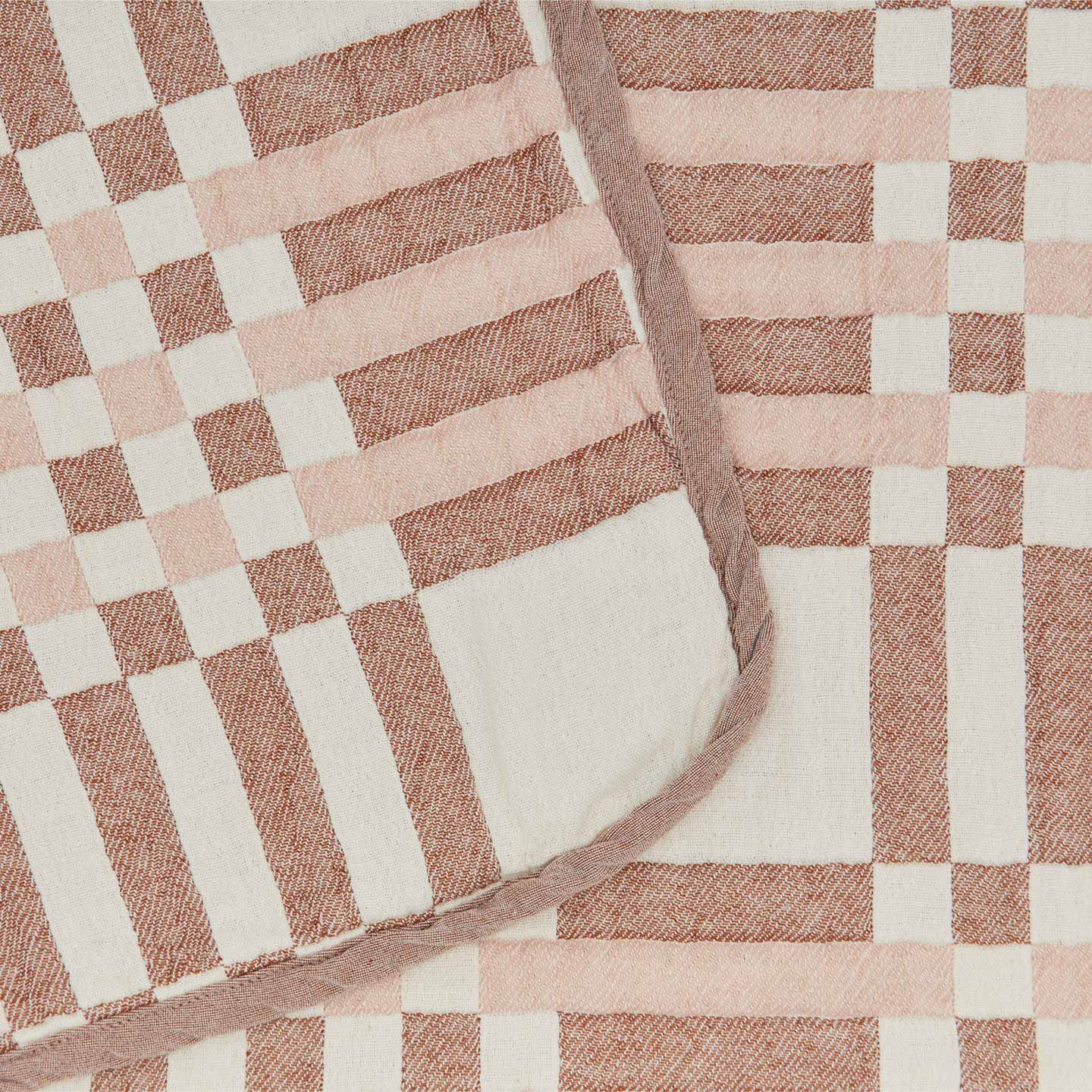 Simple Plaid Blanket - Blush / Terracotta