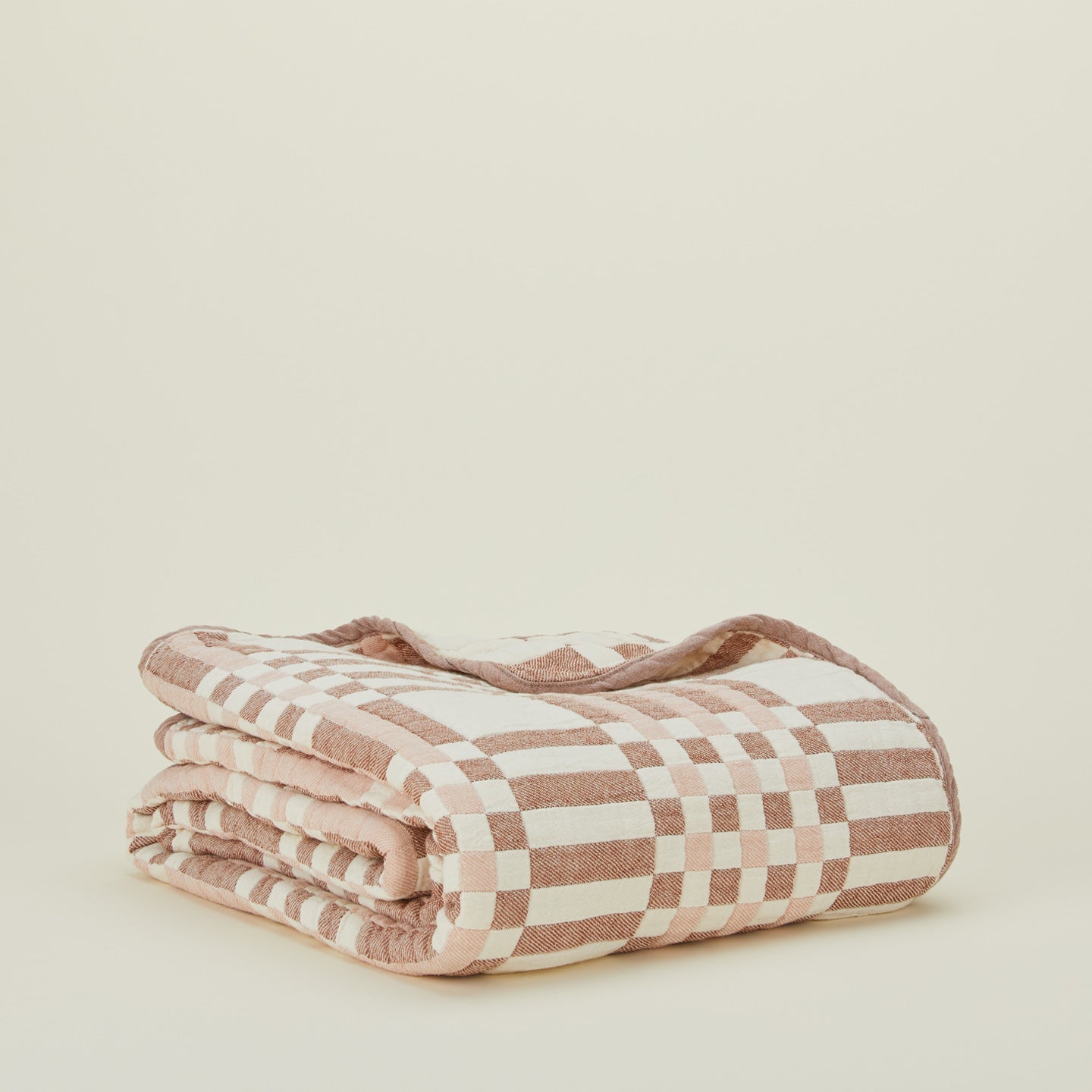 Simple Plaid Blanket - Blush / Terracotta